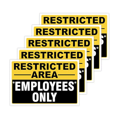 Restricted Area Employees Only Signs Outdoor - Rust Free Aluminium Metal No Entry Sign, UV Protected, Waterproof, Durable Ink Weather Resistant, Easy to Install & Read - 2 Pre-drilled Holes - color: Pack of 5, size: 12"x18"