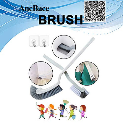 Bathroom Brushes Kitchen Cleaning Brush Set Toilet Bowl Brush Scrub Brush Home Cleaner Floor Stiff Bristles with Adhesive Hooks Plastic Handle Durable 13.5-Inch Deep Cleaning - color: Gray