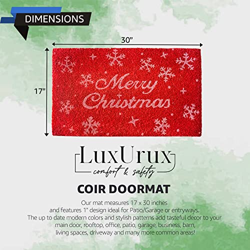 LuxUrux Premium Christmas Door Mat Outdoor - Elegant Coir Holiday Door Mat, Absorbent and Non-Slip for Outdoor Entrances Front Door- Merry Christmas. (Merry Christmas-Script) - color: Holiday/Snowman, size: 17'' x 30''