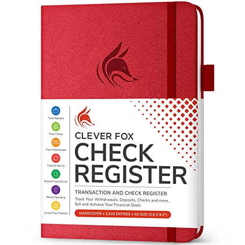 Clever Fox Check Register Book, Checkbook Ledger, 5.8x8.3 Red - color: Red, size: A5 (5.8'' x 8.3'')