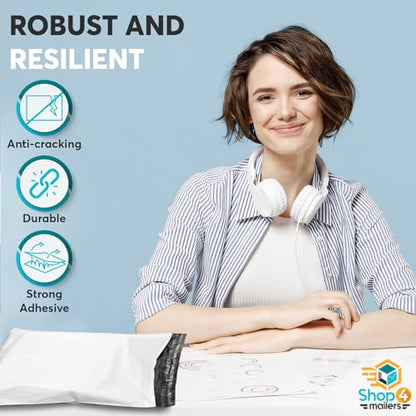 100 Count 7.5x10.5 Permanent Self Seal White Poly Mailers, 1.7 Mil - size: 100 Pack