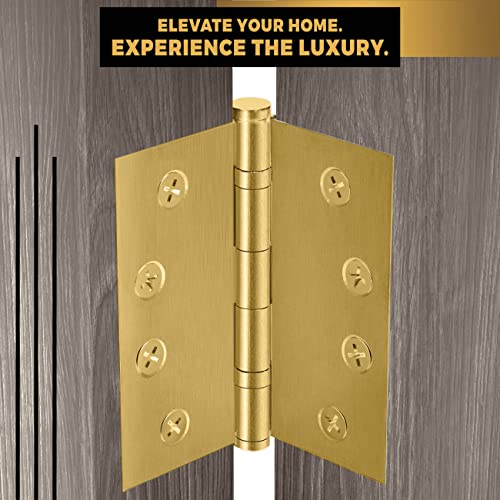 Heavy Duty Door Hinge Matte Brass Ball Bearing 4x4 Inch Heavy Duty - Set of 24 Solid Brass Hinges (Satin Brass) - color: Satin Brass