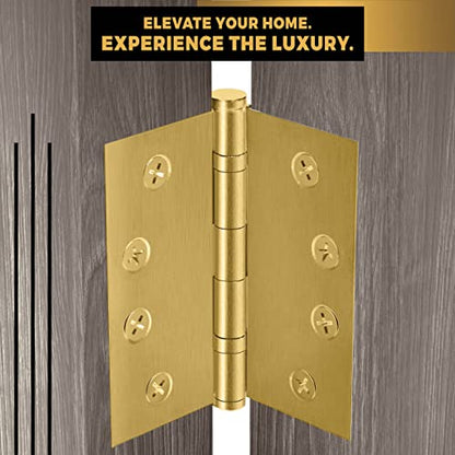 Heavy Duty Door Hinge Matte Brass Ball Bearing 4x4 Inch Heavy Duty - Set of 24 Solid Brass Hinges (Satin Brass) - color: Satin Brass