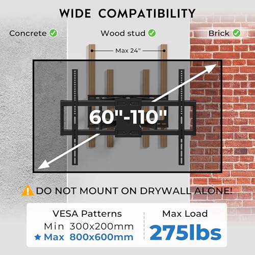 Heavy Duty TV Wall Mount with Extra Long Extendable Arm for 60–110 Inch TVs - size: for 60–110 Inch