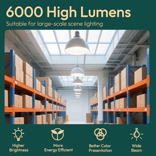 ALAMPEVER 6 Pack ED28 LED Light Bulb 175W HID Equivalent, 6000LM High Brightness, 4000K Cool White, E39 Base, 39W Edison Bulb, Non-dimmable, Ideal for Malls, Side Roads, Workshops, Warehouses - color: 4000k Cool White/6000lm, size: 6 Count (Pack of 1)