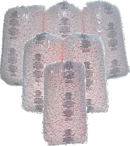 Bubblefast! Brand 21 cu. ft. (135 gallons) Pink Anti Static Packing Peanuts Popcorn (3.5 cu. ft x 6 Bags) - size: 21 cu. ft.