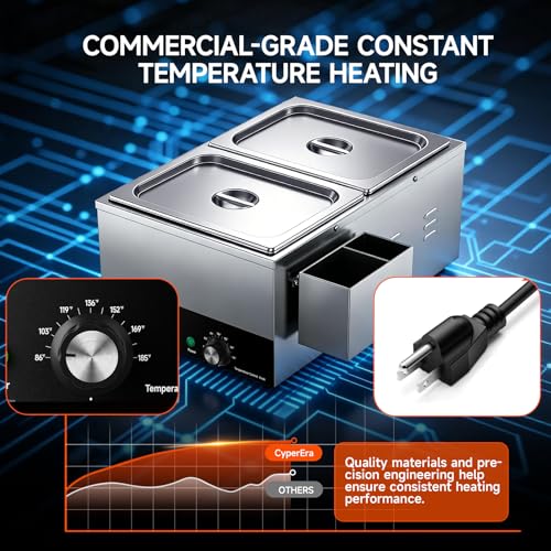 2Pan Commercial Food Warmer, 19QT Buffet Servers and Warmers 1200W