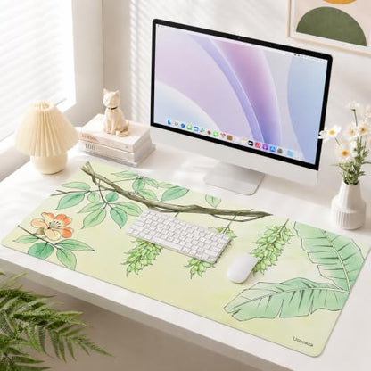 Floral Desk Mat Green Botanical Mouse Pad Extended Keyboard Pad35.4 x 15.7 - color: Aida