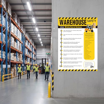 3 Pcs Workplace Safety Rules Poster, Warehouse - style: Warehouse