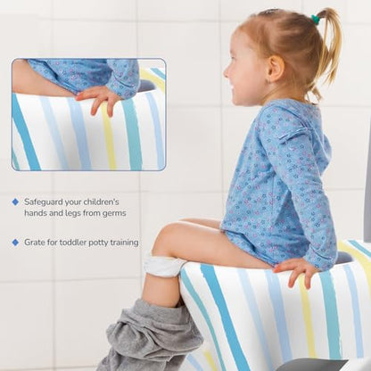 Toilet Seat Covers Disposable, Large Waterproof Potty Covers for Toddlers, Kids, and Adults, Toddler Potty Training for Public Restroom, Airplane, Trip, Individually Wrapped for Travel (Wave) - color: Wave