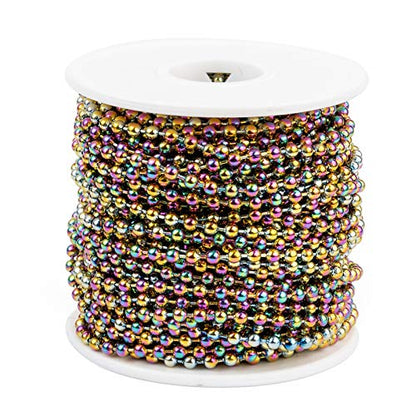 Craftdady 32 Feet Stainless Stee Ball Bead Chains 3mm Multicolor Beaded Chains Soldered with Spool for Bracelet Necklace Earring Jewelry Making - color: Colorful, 3mm