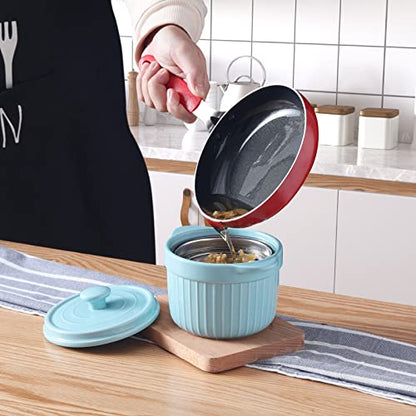 ONTUBE Ceramic Bacon Grease Container Keeper with Strainer 17oz,Turquoise - color: Turquoise
