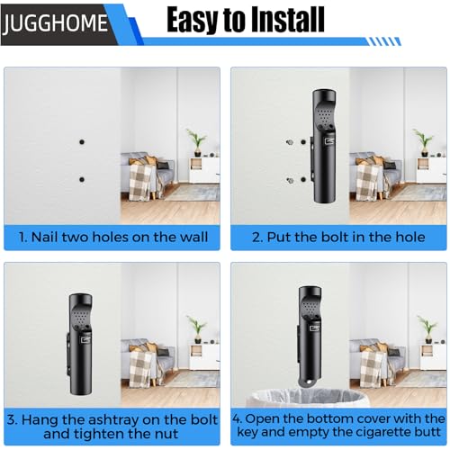 Wall-Mount Cigarette Butt Receptacle for Outside, Outdoor Cigarette Butt Disposal, Commercial Smoking Receptacles to Avoid Discarding Cigarette Butts,Easy to Clean -Black - color: Black