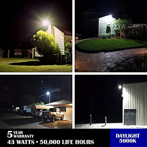 LuminaGuard 43W LED Barn Light with Arm, Silver Gray Yard Street Light