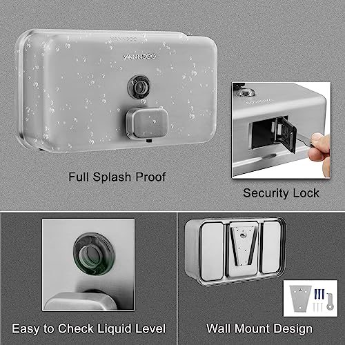 Wall Mounted Commercial Soap Dispenser Bathroom, Horizontal Brushed - color: Horizontal Brushed