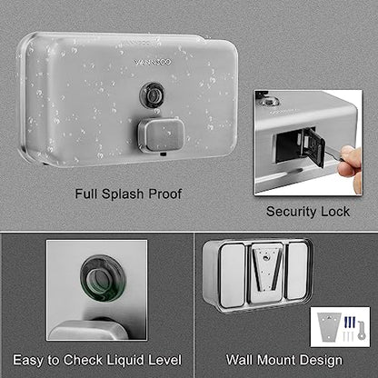 Wall Mounted Commercial Soap Dispenser Bathroom, Horizontal Brushed - color: Horizontal Brushed