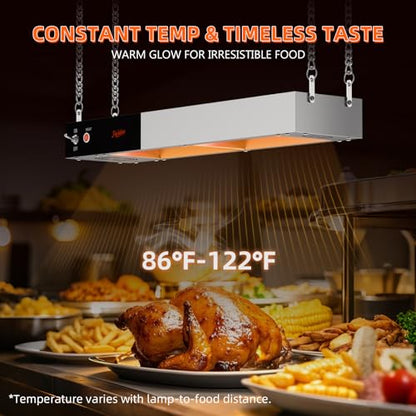 Food Heat Lamp, 24 Inch Commercial Food Heat Lamp Strip Heater, Stainless Steel Heat Lamp for Food, 750W Infrared Food Warmer for Buffet, Cafeteria, Restaurant, Kitchen - size: 24 Inch
