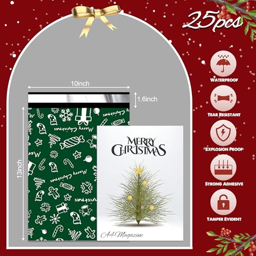 Christmas Poly Mailers 10x13 Inch 25 Pcs, Green Merry Christmas - color: Green Merry Christmas, size: 10x13 Inch 25Pcs