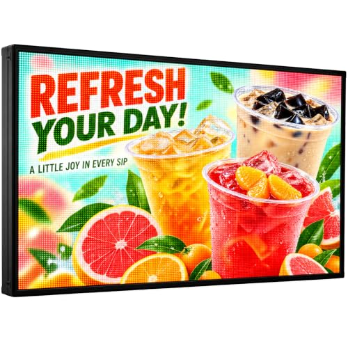 CX 65 x 34 Inch P5 Outdoor LED Sign, 320 x 160 Full-Color RGB Message Board with WiFi, Mobile App and USB Control, IP65 Display for Scrolling Text, Images and Video - size: P5 65"x34"