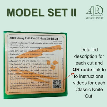 ARD Culinary Knife Cuts 3D Visual Model Set II, an educational precision knife skills with 3D templates and guides