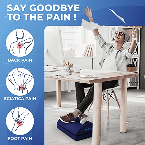 BlissTrends Foot Rest Under Desk, Foot Stool with 2 Adjustable Heights - color: Blue, size: X-Large