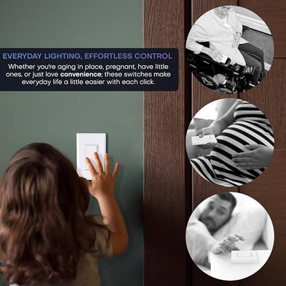 RunLessWire Single Battery-Free Wireless Light Switch Kit - White - color: White, size: Single Kit: 1 Switch Controls 1 Receiver