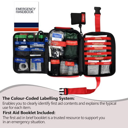 Besst Survivor Comprehensive First Aid Kit -Labeled Compartments for Trauma & Emergencies, Compact Emergency Kits for Car, Boats, Camping, Hurricanes and Outdoor Emergencies Survival -265 Piece - size: Large