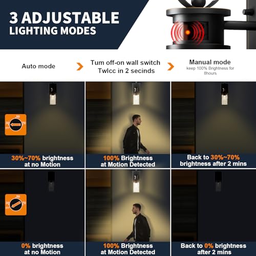 2 Pack Motion Sensor Outdoor Wall Lights Dusk to Dawn IP65 Gold Trim - color: Gold Trim, size: 2Pack
