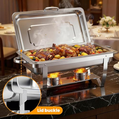 ALSO GO 4 Pack 11QT Rectangular Chafing Dishes for Buffet with Lids - color: 4 Pack Full Size