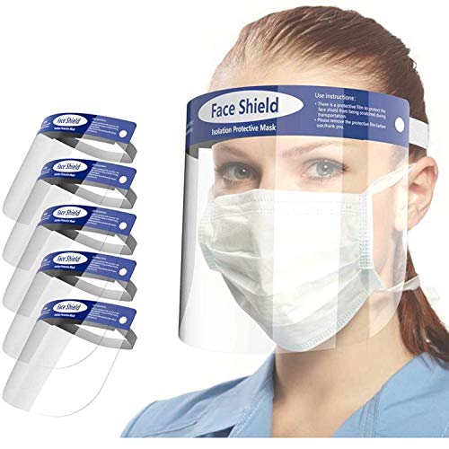 Dearskin 10 Pack Transparent Face Cover Shield | Features : Anti-Fog Technology, Lightweight, Adjustable Head Strap, Clear Visibility - size: 1 Count (Pack of 10)
