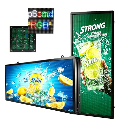 P6 Programmable LED Sign 40x17inch Outdoor, 5000CD Ultra-Bright 160x64 Resolution Full Color LED Display, IP65 Waterproof WiFi Control Scrolling LED Sign Plug & Play for Video & Image Advertising - size: P6 40*17 INCH