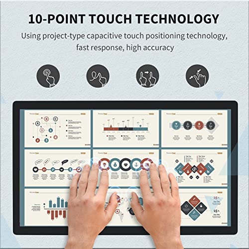 23.8 inch Capacitive Multi-Touch Screen Industrial Monitor, 16:9 Display 1920 x 1080P, Built-in Speakers, VGA, DVI & HD-MI Monitor for PC, POS, Small Business, Restaurant - size: 23.8-inch
