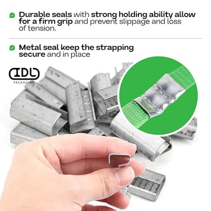 IDL Packaging Open Serrated Seals of 1.25" Length for 1/2" Strap Width Polyester (PET) Strapping (Pack of 100) - Increased Load Securement Due to Serrated Design of Strapping Clips - color: Pack of 100, size: 1/2"