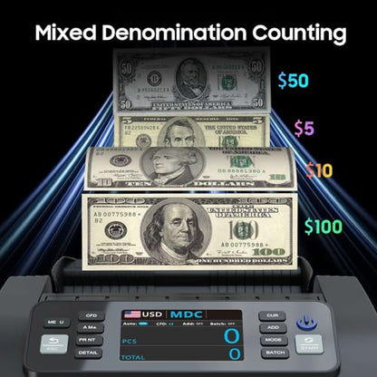 Money Counter Machine Mixed Denomination Accurate for USD CAD MXN EUR GBP