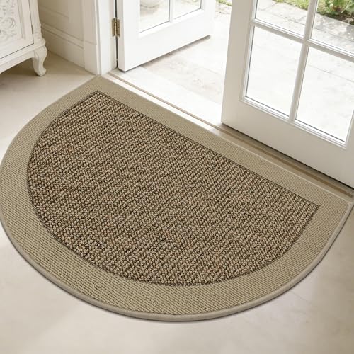 Dirt Trapper Door Mats 32" x 48", Non-Slip & Washable, Beige - color: Beige, size: 32" X 48" (Semicircular)