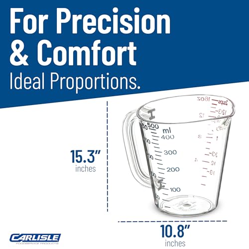 Carlisle FoodService Products 4314307 Commercial Plastic Measuring Cup, 1 Quart, Clear (Pack of 6) - size: 1 Quart, style: 6 Pack
