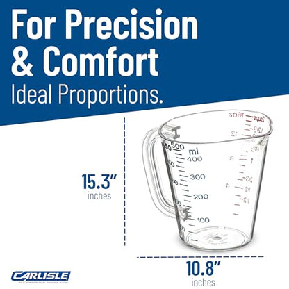 Carlisle FoodService Products 4314307 Commercial Plastic Measuring Cup, 1 Quart, Clear (Pack of 6) - size: 1 Quart, style: 6 Pack