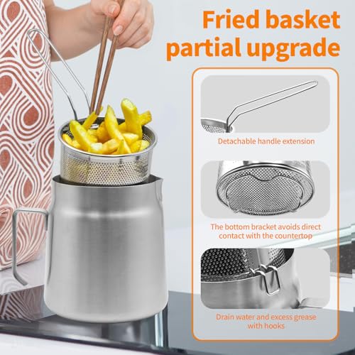 68oz Stainless Steel Oil Filter Pot with Deep Fryer Basket, Stovetop Fryer