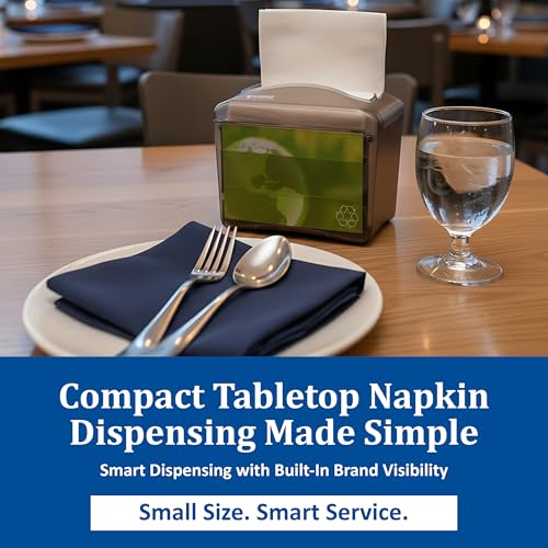 San Jamar Venue® Napkin Dispenser for Restaurant Tabletop, 200-250 Napkins, Mini Interfold, Black