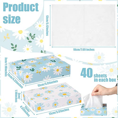 Yinder 24 Pcs Small Tissue Cube Box 960 Sheets for Classroom, Fresh Daisy - style: Fresh Daisy