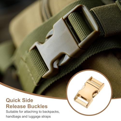 HARFINGTON Metal Quick Side Release Buckles Zinc Adjustable Quick Release Buckle Replacement Snaps Clips Clasps - color: Light Gold, size: 5/8"(16.2mm)