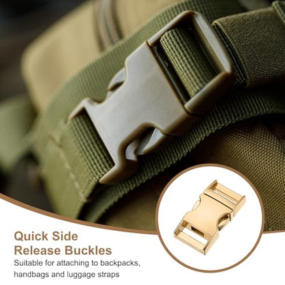 HARFINGTON Metal Quick Side Release Buckles Zinc Adjustable Quick Release Buckle Replacement Snaps Clips Clasps - color: Light Gold, size: 1-1/2"(38mm)