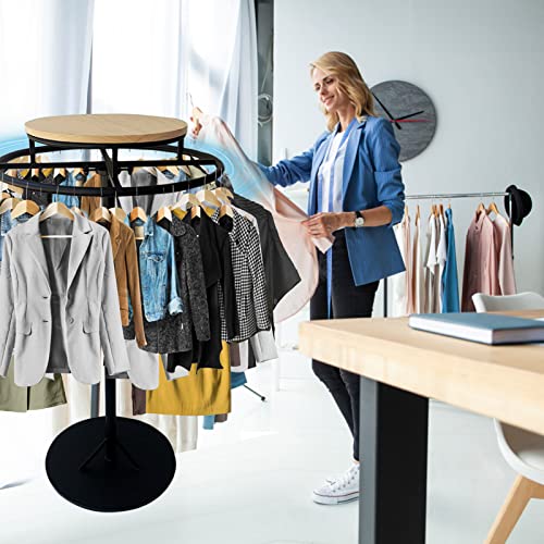 Commercial Grade Round Clothes Rack Floor Standing Rotatable Clothing Rack - color: Natural