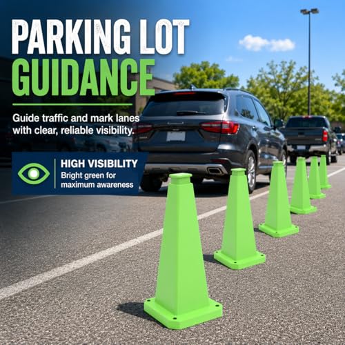 BESEA 3 Pack 36 Inch Green Traffic Cones with Weighted Base - color: Green, size: 36INCH