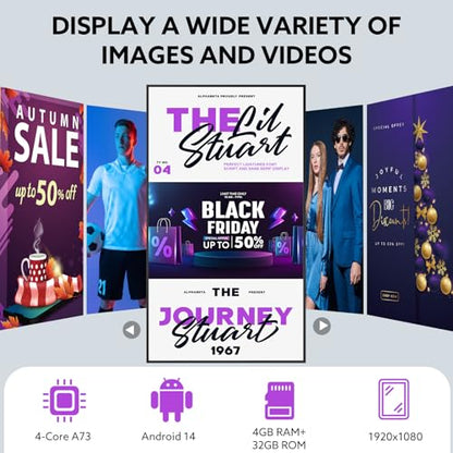 Digital Signage, 43 Inches Digital Signage Display, LED Screen High Brightness Advertising Display Kiosk, High Brightness Android Vertical Horizontal Poster with Content Management System - size: 43 Inches