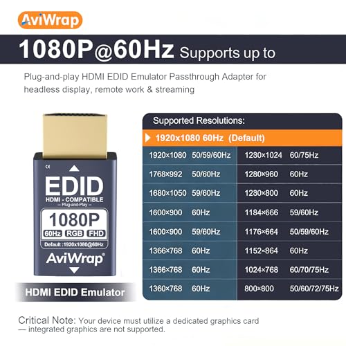 HDMI Passthrough EDID Emulator,1080p@60Hz Adapter - color: 1080P/60Hz, size: 1pack