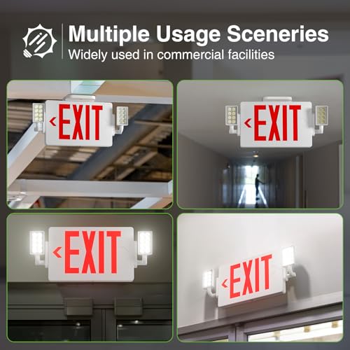FREELICHT 6 Pack Red LED Exit Signs with Emergency Lights - color: Red