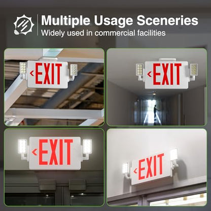 FREELICHT 6 Pack Red LED Exit Signs with Emergency Lights - color: Red