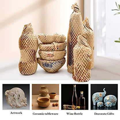 Honeycomb Packing Paper, 15" x 262' Honeycomb Cushioning Wrap Roll for Moving Shipping Packaging Gifts, Recyclable Honeycomb Paper Moving Supplies Bubble Paper Wrapping Protective Roll Khaki - size: 15" x 262'