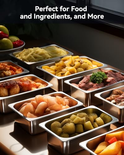 ZeroPone 6 Pack Hotel Pans 1/3 Size 6" Deep Stainless Steel Steam Table Pan - color: 6 INCH, size: 1/3 SIZE